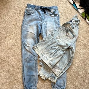 Light denim jeans for boys, Jean jacket size 12 pants size